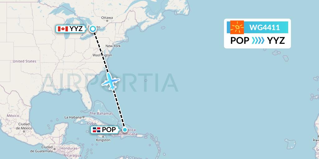 WG4411 Flight Status Sunwing Airlines Puerto Plata to Toronto (SWG4411)