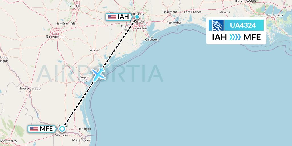 UA4324 United Airlines Flight Map: Houston to McAllen