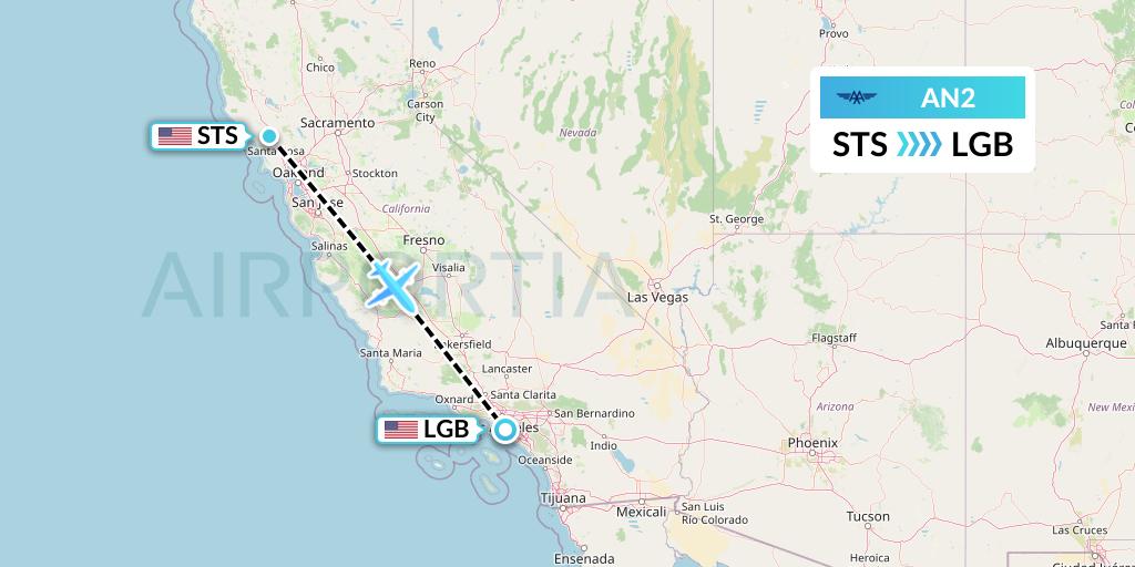 AN2 Advanced Air Flight Map: Santa Rosa to Long Beach