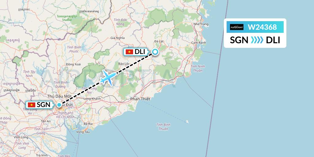 W24368 Flex Flight Flight Map: Ho Chi Minh City to Da Lat