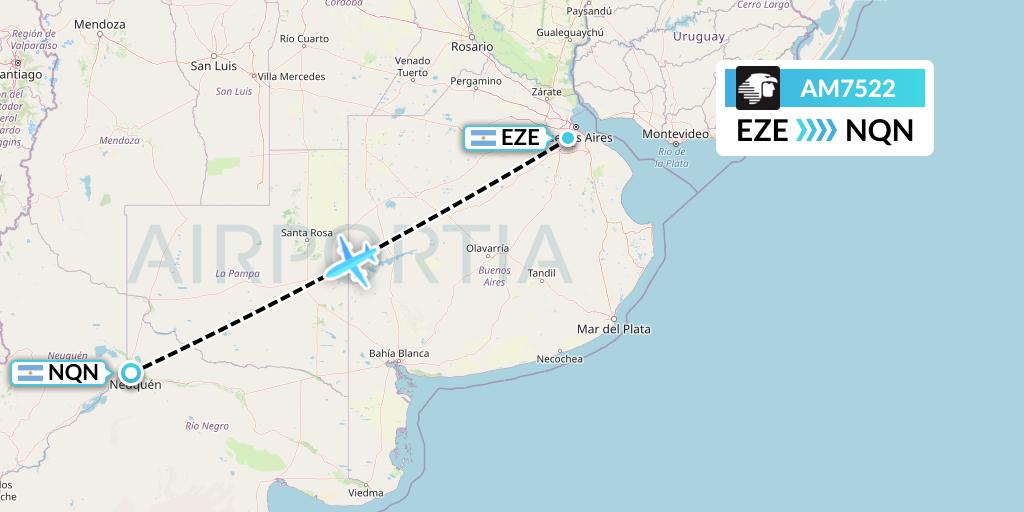 AM7522 Aeromexico Flight Map: Buenos Aires to Neuquen