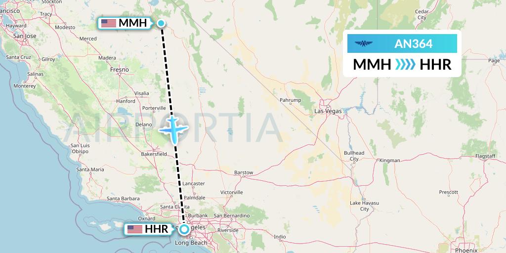 AN364 Advanced Air Flight Map: Mammoth Lakes to Hawthorne