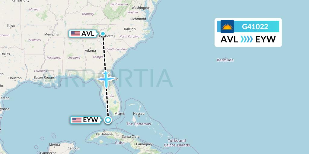 G41022 Allegiant Air Flight Map: Asheville to Key West