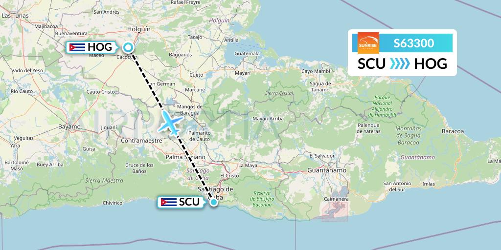 S63300 Flight Status Sunrise Airways Santiago de Cuba to Holguin (KSZ3300)