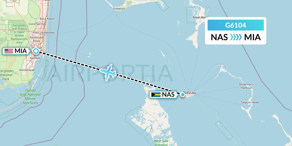 G6104 Fly Arna Flight Map: Nassau to Miami