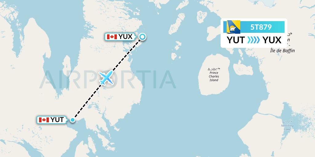 5T879 Canadian North Flight Map: Repulse Bay to Hall Beach