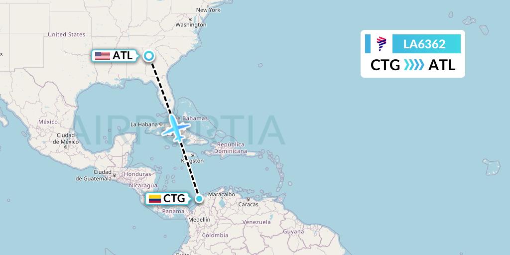 LA6362 Flight Status LAN Airlines Cartagena to Atlanta (LAN6362)