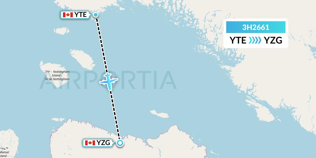 3H2661 Air Inuit Flight Map: Cape Dorset to Salluit