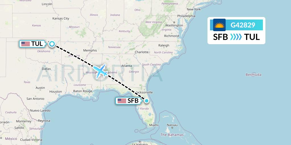 G42829 Allegiant Air Flight Map: Orlando to Tulsa
