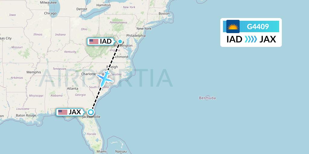 G4409 Allegiant Air Flight Map: Washington to Jacksonville
