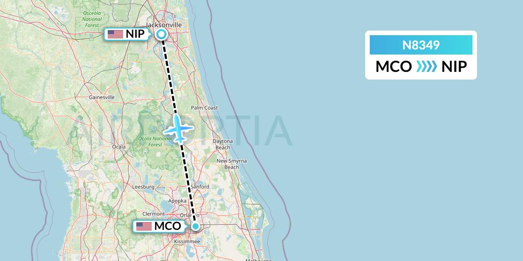 N8349 Flight Status National Airlines Orlando to Jacksonville (NCR349)