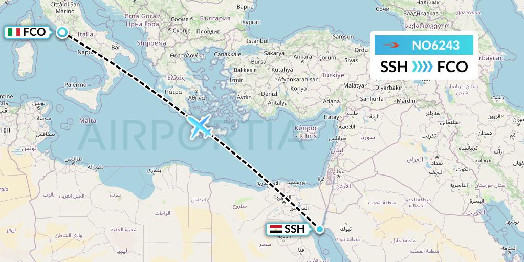 NO6243 Neos Flight Map: Sharm el-Sheikh to Rome