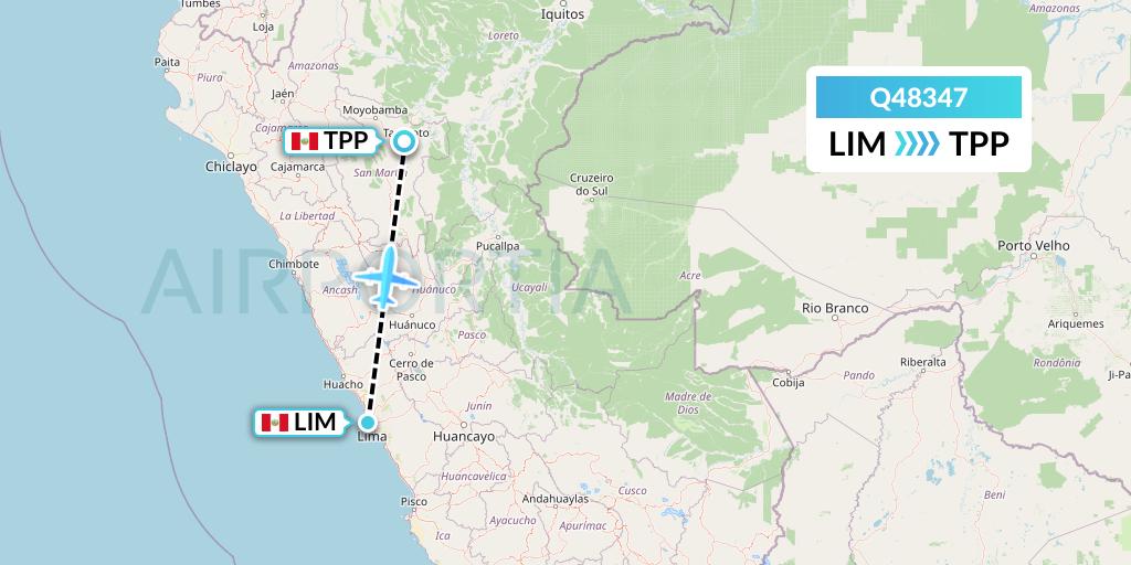 Q48347 Euroairlines Flight Map: Lima to Tarapoto