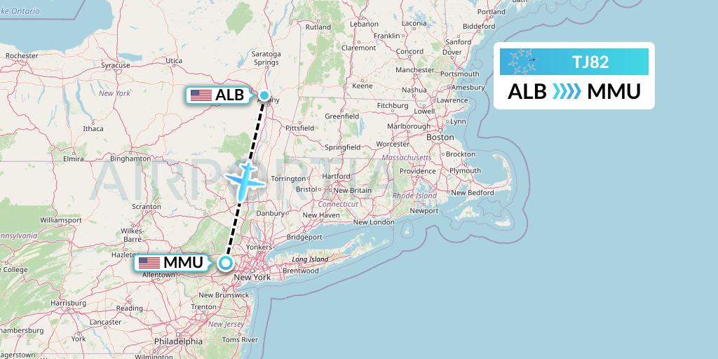 TJ82 Tradewind Aviation Flight Map: Albany to Morristown