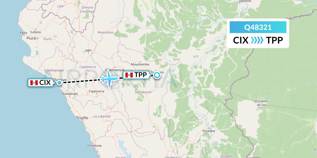 Q48321 Euroairlines Flight Map: Chiclayo to Tarapoto