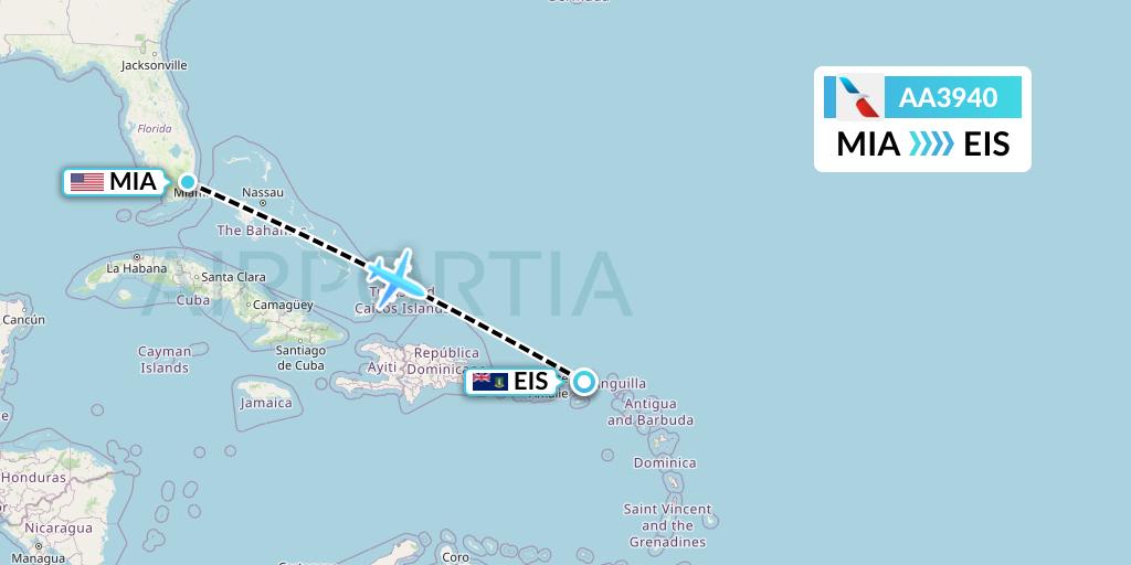 AA3940 Flight Status American Airlines Miami to Beef Island (AAL3940)