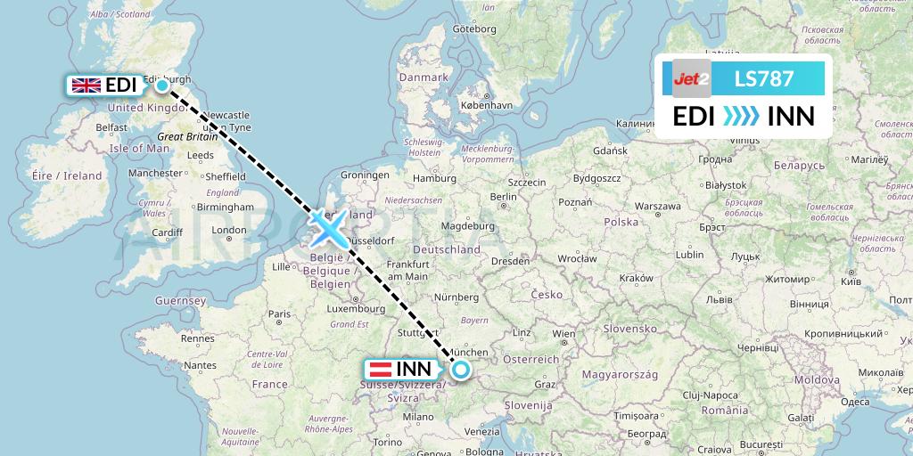 LS787 Jet2 Flight Map: Edinburgh to Innsbruck