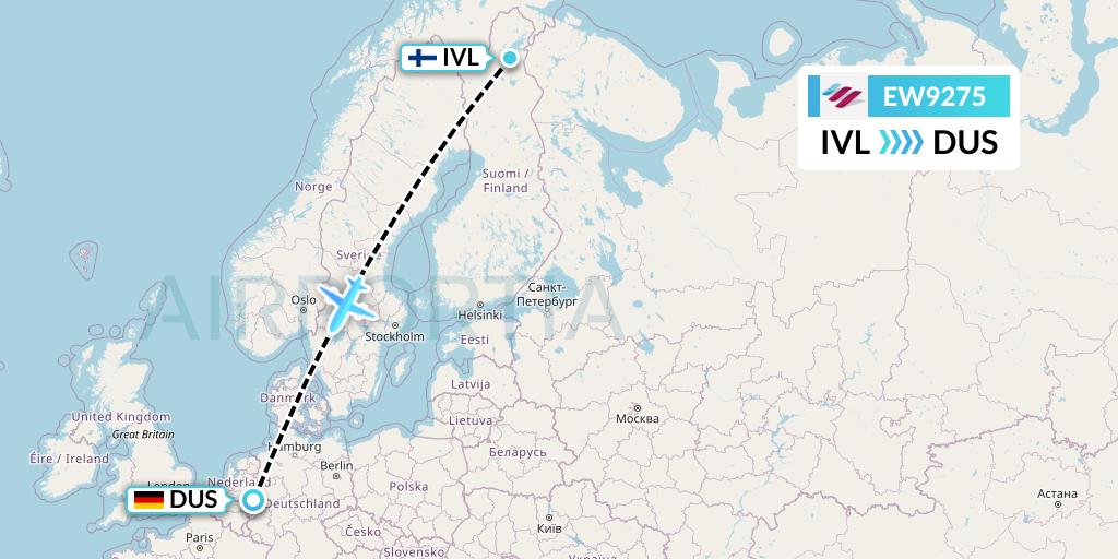 EW9275 Eurowings Flight Map: Ivalo to Dusseldorf