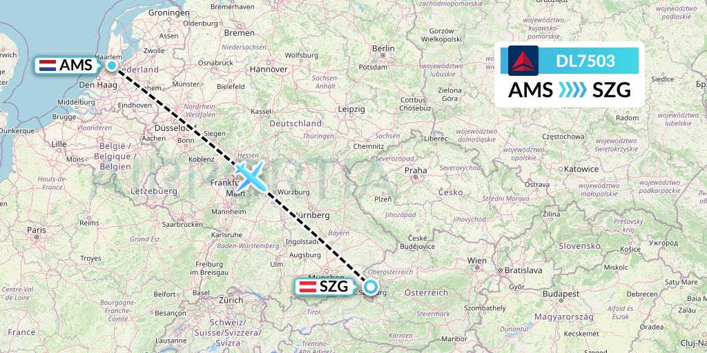 DL7503 Delta Air Lines Flight Map: Amsterdam to Salzburg