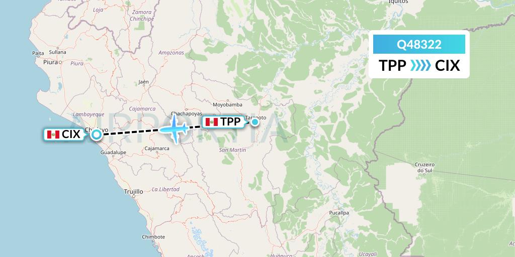 Q48322 Euroairlines Flight Map: Tarapoto to Chiclayo