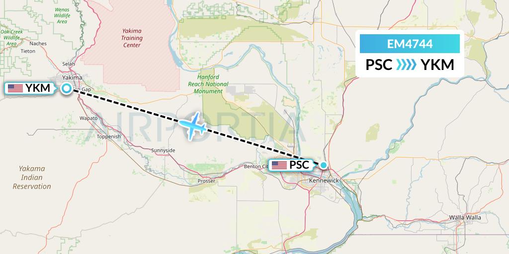 EM4744 Empire Airlines Flight Map: Pasco to Yakima