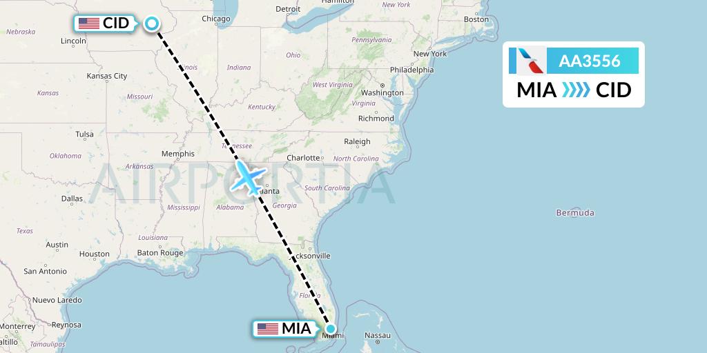 AA3556 Flight Status American Airlines Miami to Cedar Rapids (AAL3556)