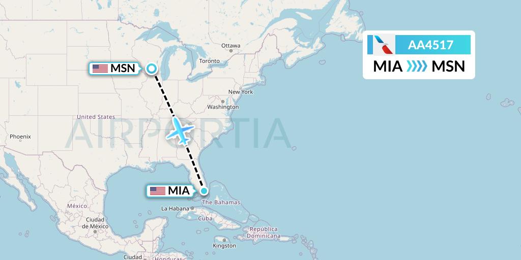 AA4517 Flight Status American Airlines Miami to Madison (AAL4517)