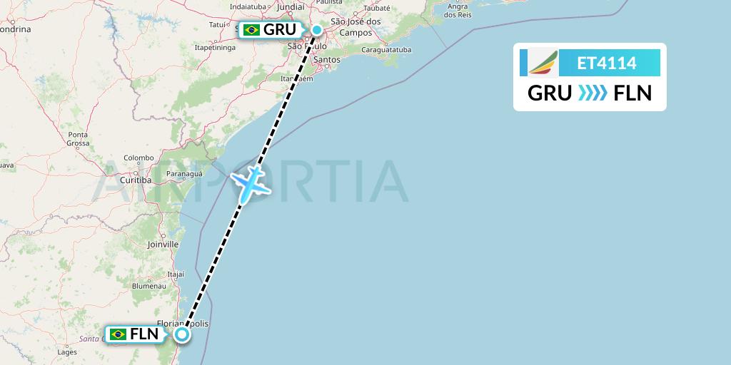 ET4114 Ethiopian Airlines Flight Map: Sao Paulo to Florianopolis