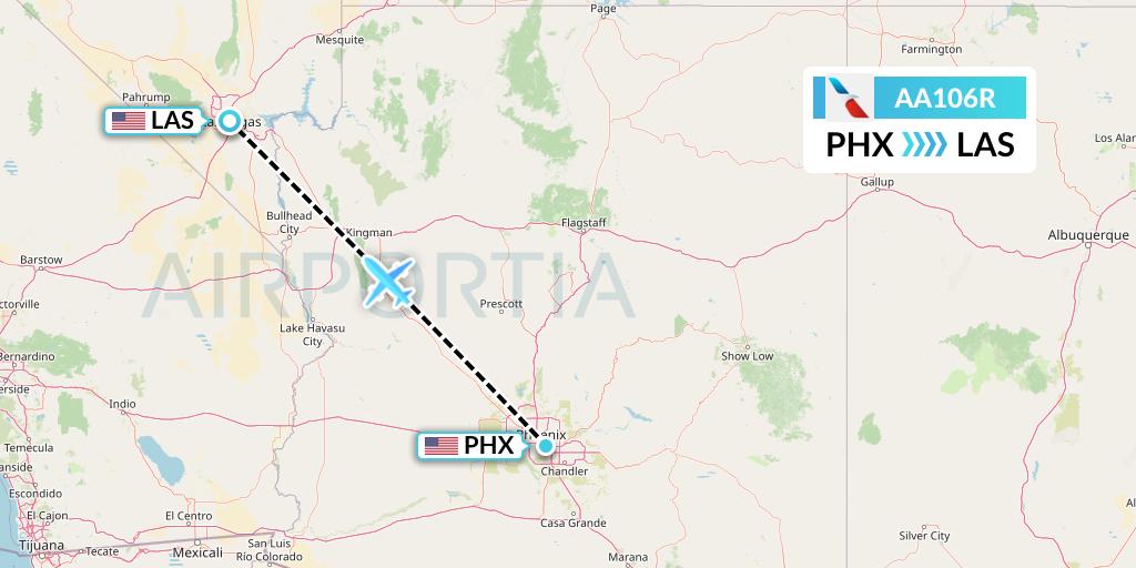 AA106R American Airlines Flight Map: Phoenix to Las Vegas