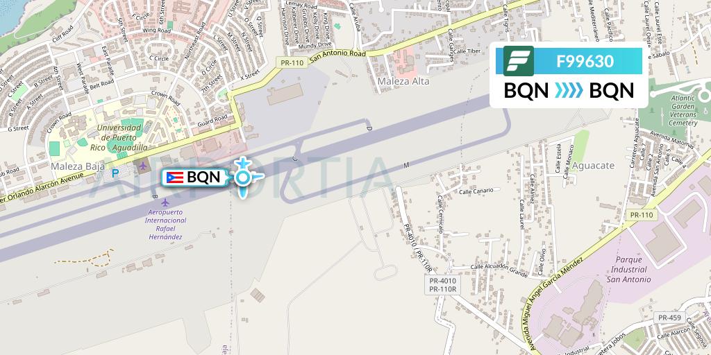 F99630 Frontier Airlines Flight Map: Aguadilla to Aguadilla
