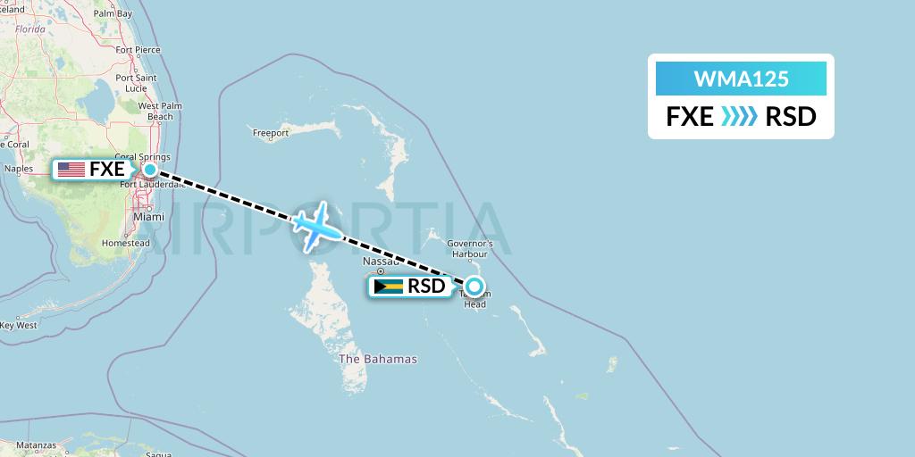 WMA125 Watermakers Air Flight Map: Fort Lauderdale to Rock Sound