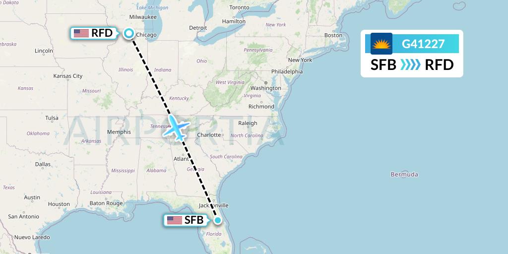 G41227 Allegiant Air Flight Map: Orlando to Chicago