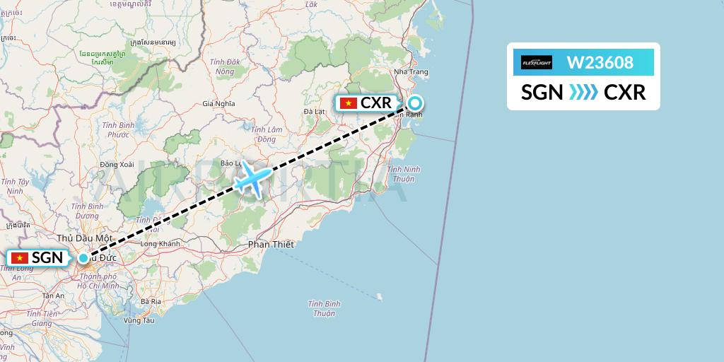 W23608 Flex Flight Flight Map: Ho Chi Minh City to Nha Trang
