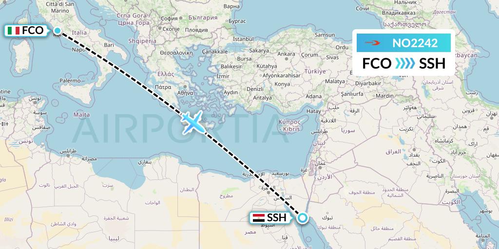 NO2242 Neos Flight Map: Rome to Sharm el-Sheikh
