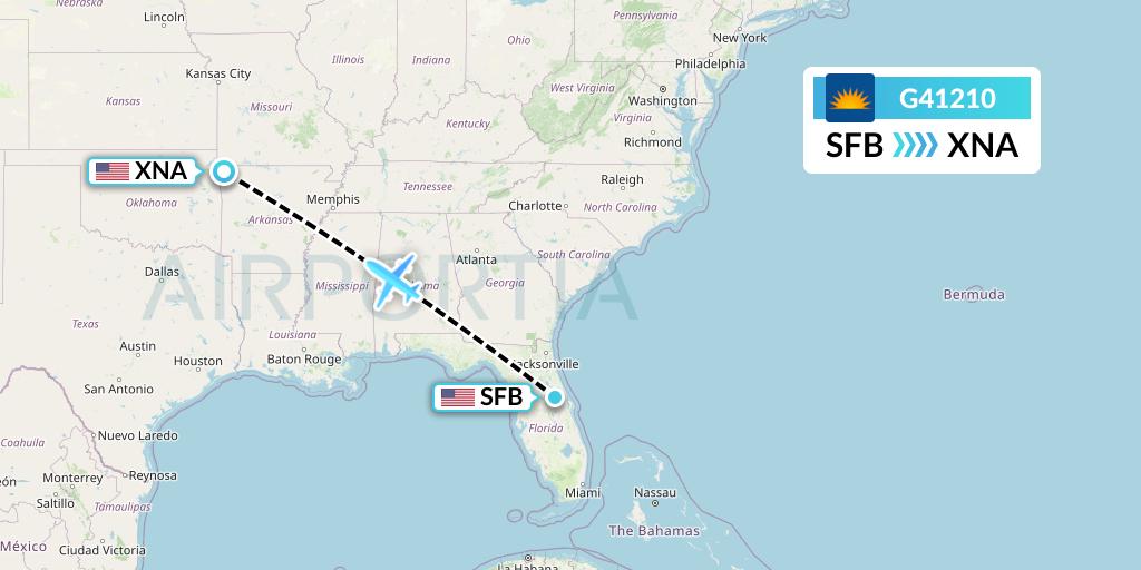 G41210 Allegiant Air Flight Map: Orlando to Bentonville
