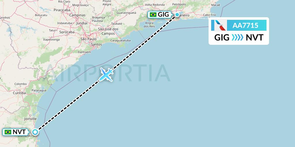 AA7715 American Airlines Flight Map: Rio de Janeiro to Navegantes