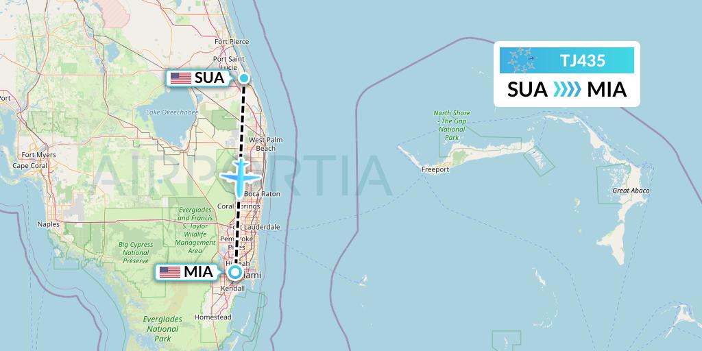 TJ435 Tradewind Aviation Flight Map: Stuart to Miami