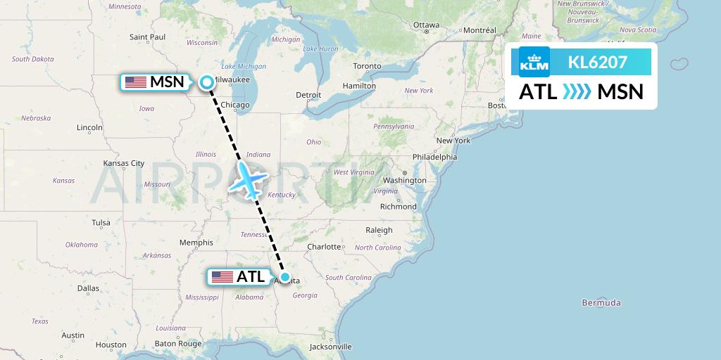 KL6207 Flight Status KLM Atlanta to Madison (KLM6207)