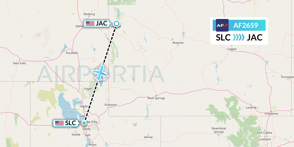 AF2659 Air France Flight Map: Salt Lake City to Jackson