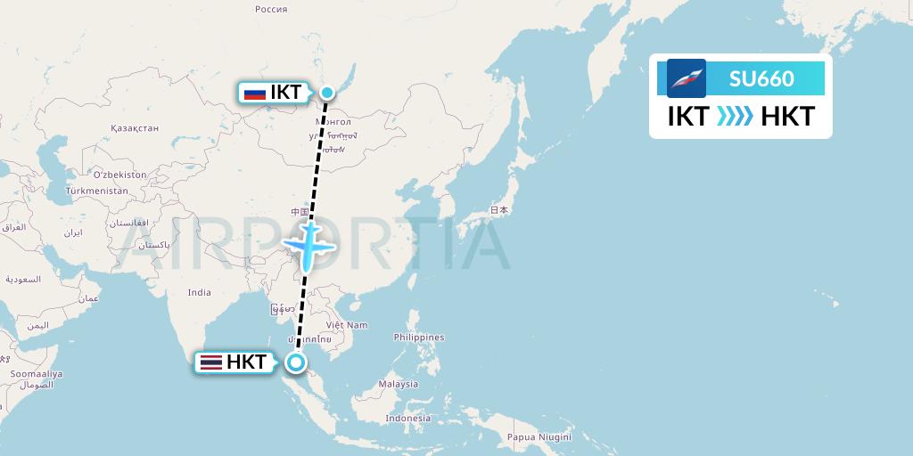 SU660 Aeroflot Flight Map: Irkutsk to Phuket