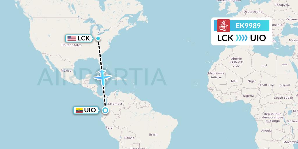 EK9989 Flight Status Emirates Columbus to Quito (UAE9989)