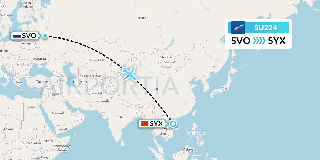 SU224 Flight Status Aeroflot: Moscow to Sanya (AFL224)