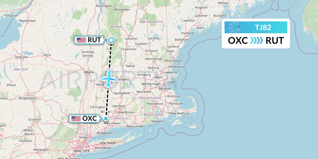 TJ82 Tradewind Aviation Flight Map: Oxford to Rutland