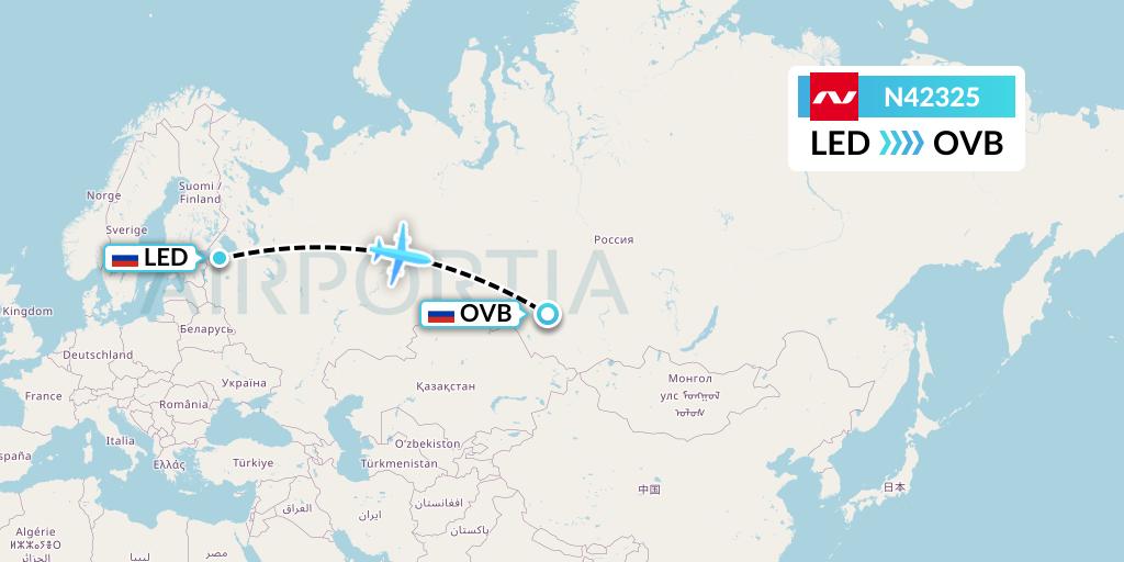 N42325 Nordwind Airlines Flight Map: St. Petersburg to Novosibirsk