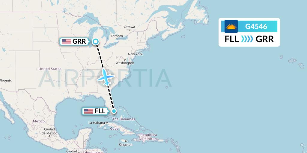 G4546 Allegiant Air Flight Map: Fort Lauderdale to Grand Rapids