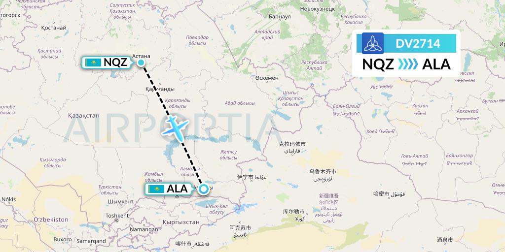 DV2714 SCAT Flight Map: Astana to Almaty