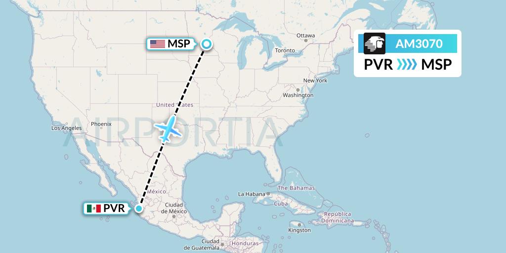 AM3070 Flight Status Aeromexico Puerto Vallarta to Minneapolis (AMX3070)