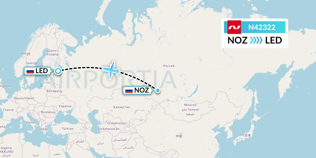 N42322 Nordwind Airlines Flight Map: Novokuznetsk to St. Petersburg