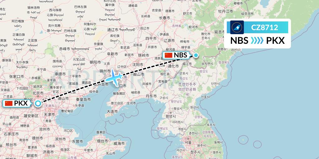 CZ8712 China Southern Airlines Flight Map: Baishan to Beijing