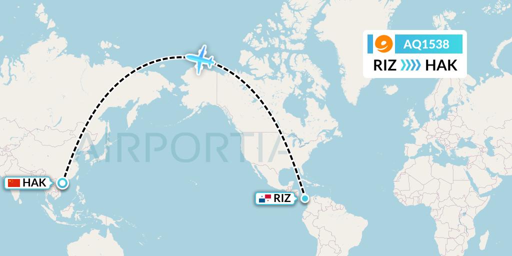 AQ1538 9 Air Flight Map: Rio Alzucar to Haikou